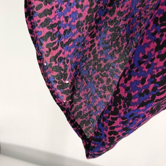 Parker Silk Printed Purple Pink Blouson Smocked Waist Blouse Top - Picture 9 of 12